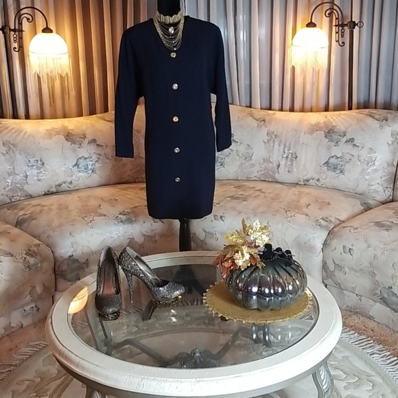 Ellen Tracy Linda Allard Vintage Dolman Sleeved Navy Blue Dress Size 8 - Picture 6 of 8